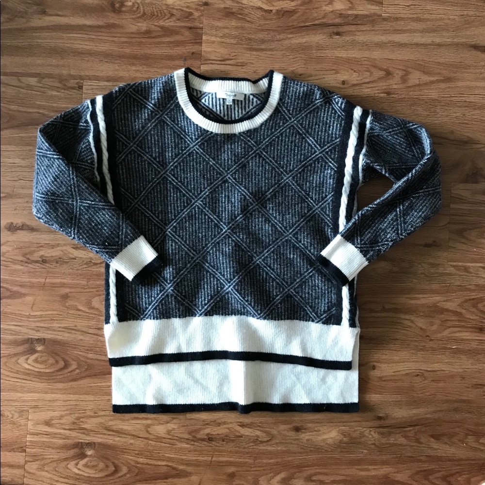 Madewell High-Low Black/White Merino Sweater